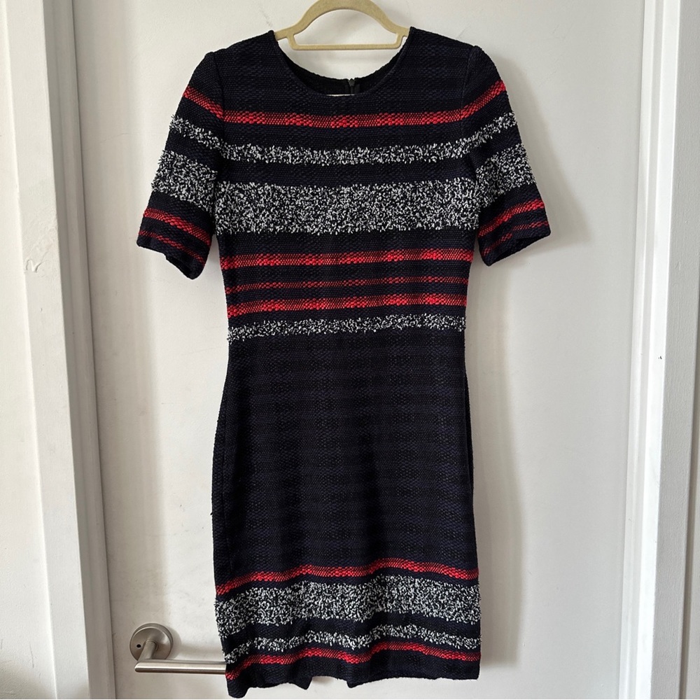 St. John Womens Ribbon Knit Midi Dress Blue